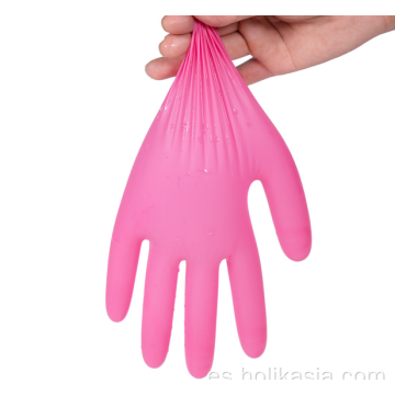 Guantes de examen desechables de nitrilo rosa